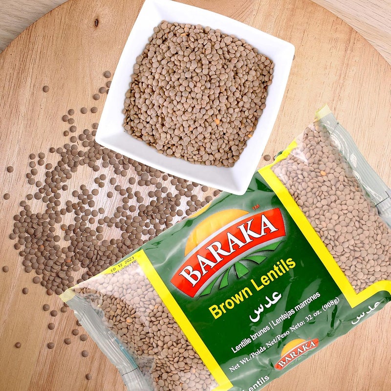 Baraka Dry Brown Lentils for Cooking | Dried All Natural Quick Cook Lentils, No Preservatives, No Additives, Fiber-Rich Food for Dips, Soups, Pasta, High Protein Vegan Diet (2lb Bag) - Image 3